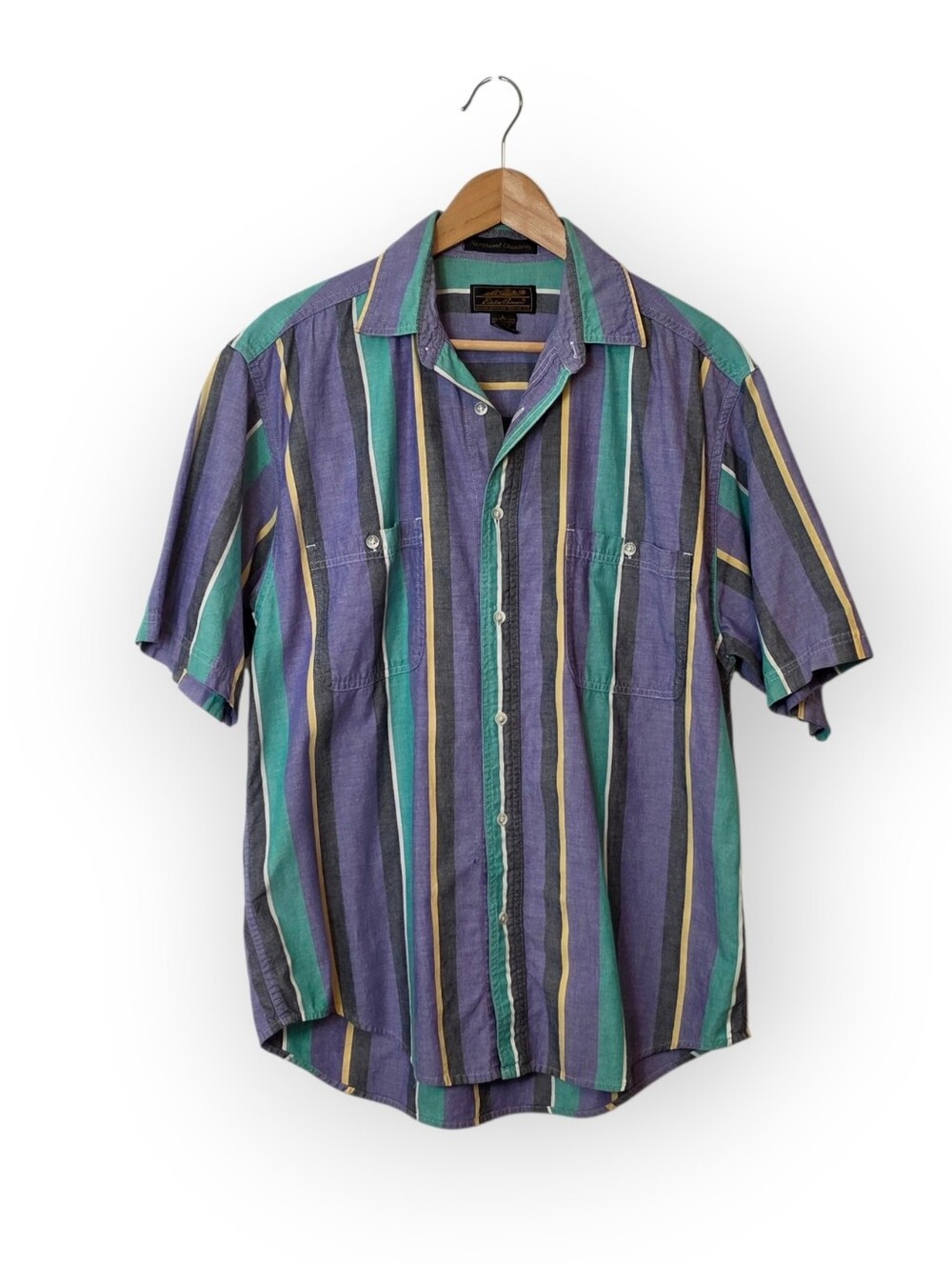 Vintage 90's Eddie Bauer Northwest Chambray Striped Men's Button Down Large